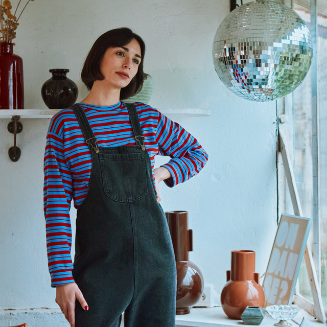 POUDRE ORGANIC | OOLONG T-Shirt | Blue/Red Stripe