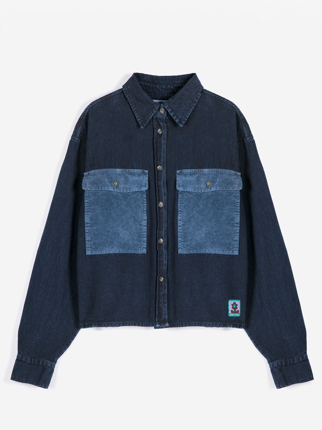 Bobo Choses | Big Corduroy Pockets Denim Shirt