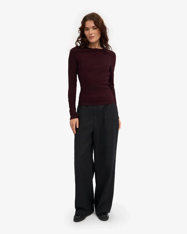 Colorful Standard | Rib Long Sleeve Top | Oxblood Red