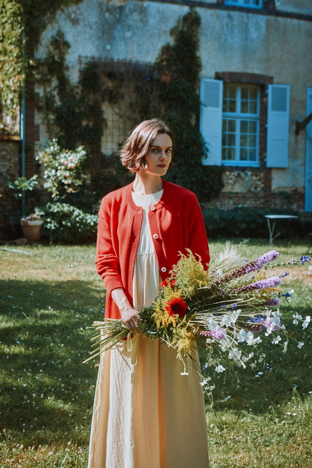 Poudre Organic | PETALE Cardigan | Rouge Coral
