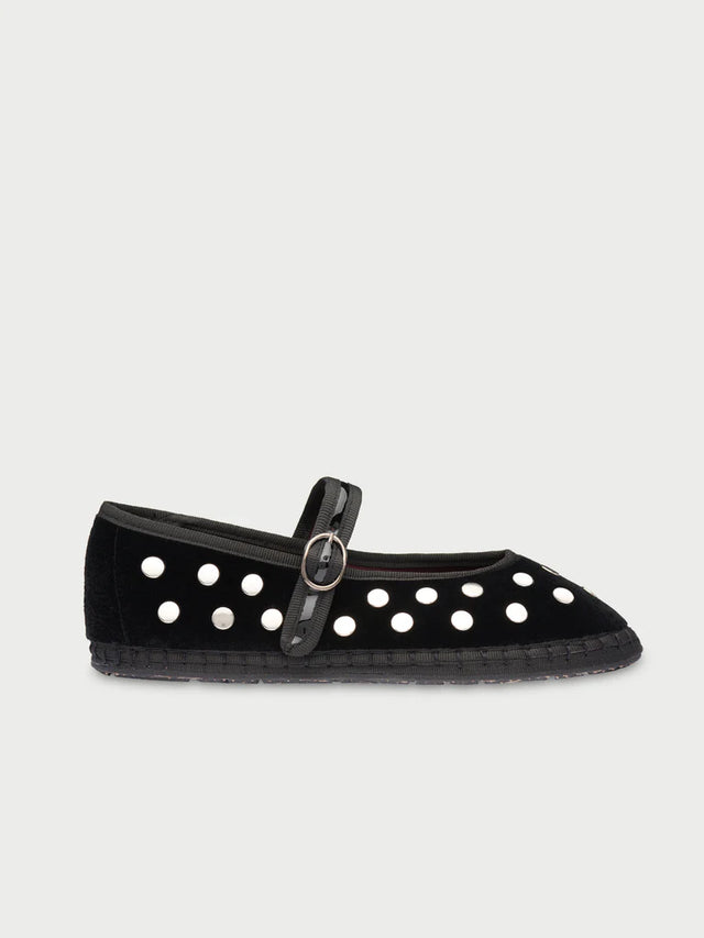 FLABELUS | MAE Velvet Pumps | Black Silver