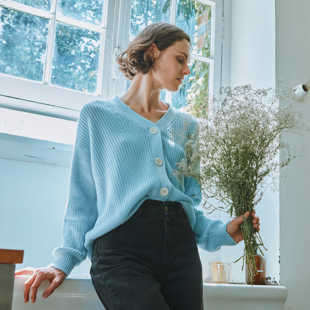 Poudre Organic | MATE  Organic Cotton Cardigan | Blue Ciel