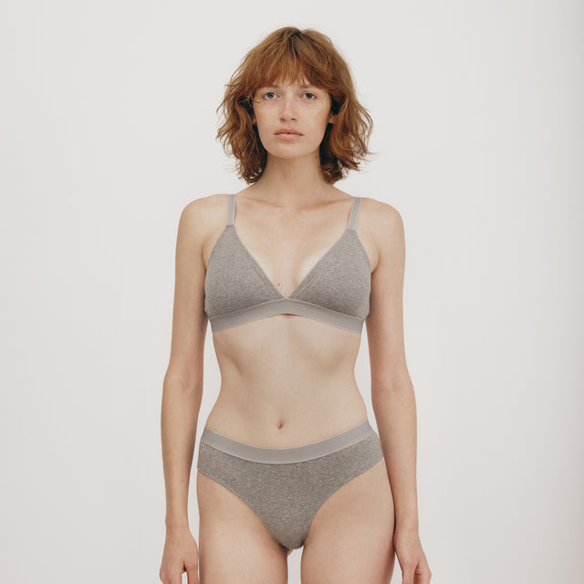 Organic Basics | True Rib Triangle Bra | Grey Melange