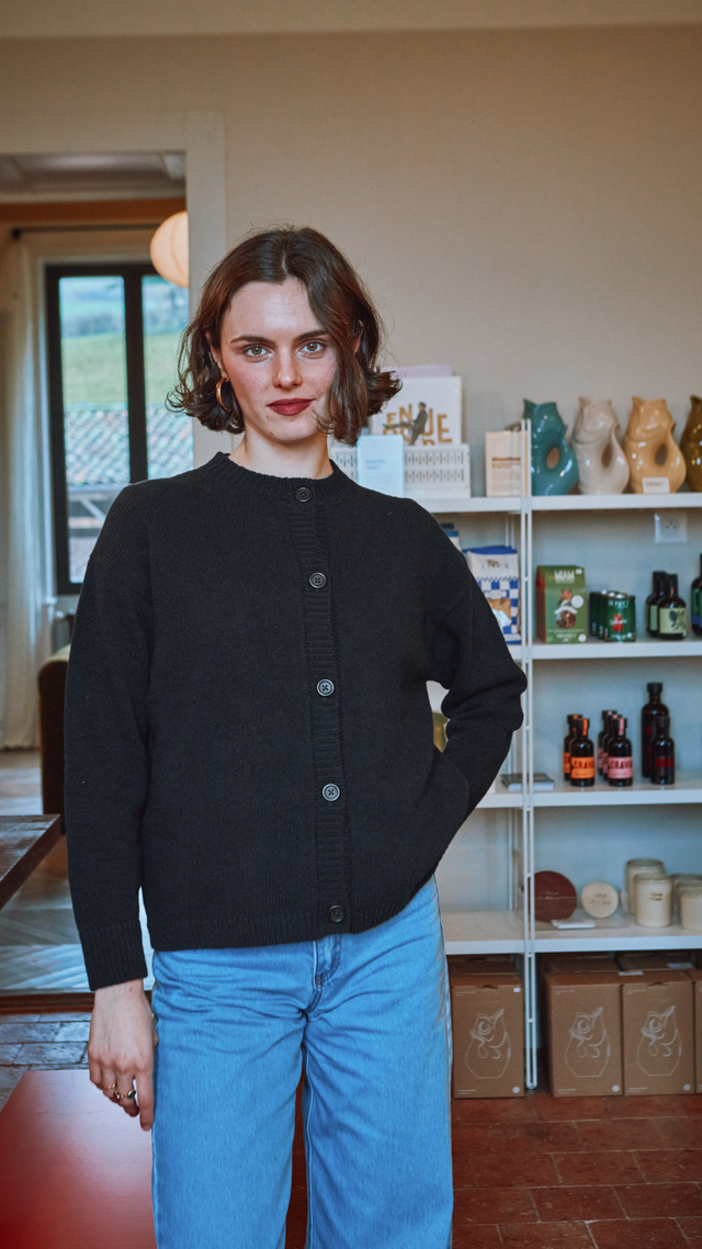 Poudre Organic | PÉTALE Wool Cardigan | Navy